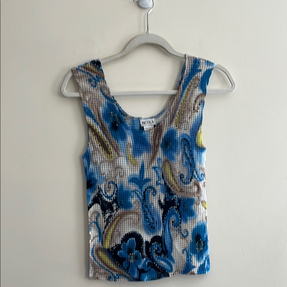 Nicola Vintage Bubble Tank‎ Popcorn Floral Paisley M y2K mcbling Fairy 2000s